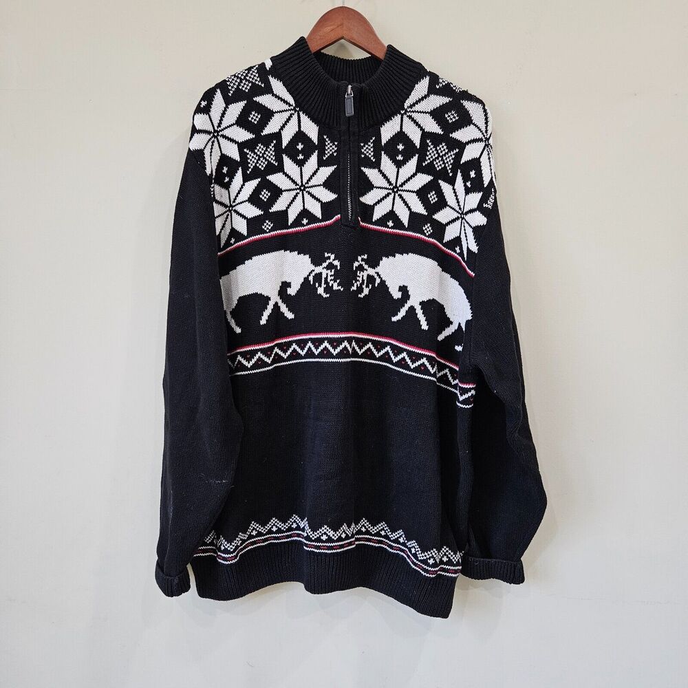 Chaps Mens 1/4 Zip Pullover Sweater Size XXL Nordic Christmas Fair Isle Holiday